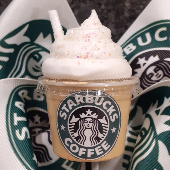 Boutique style bow. Starbucks themed ribbon. - Picture 2 of 4